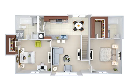 Floor plan Villa - 2 Bedroom/2 bath (vcwv2)