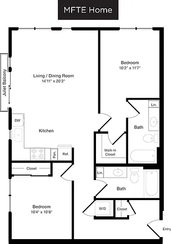 Floor plan B3 - East - Floor 3-6 - Income Restricted