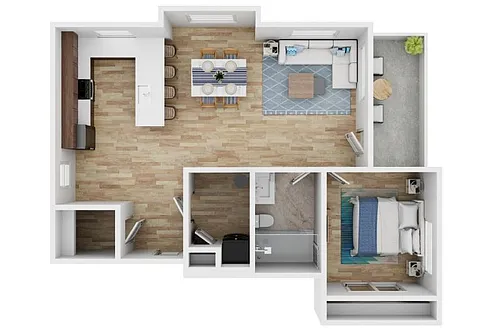 Floor plan A1 - 1 Bed 1 Bath