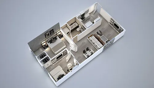 Floor plan Modern 2 bedroom 1 bath apartment in Sherman, TX.