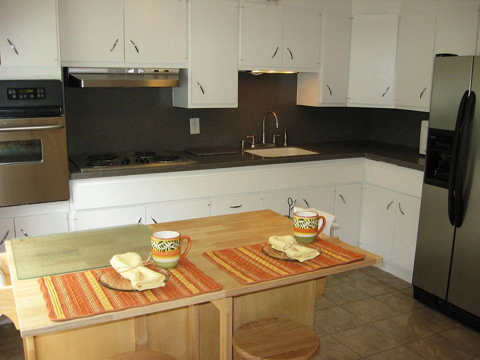 updated kitchen with stainless steel appliances