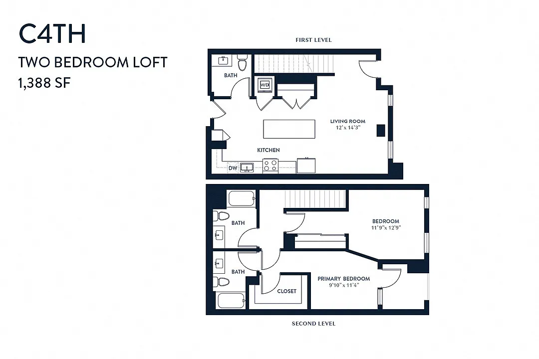 Floor plan Two Bedroom Townhome C4TH