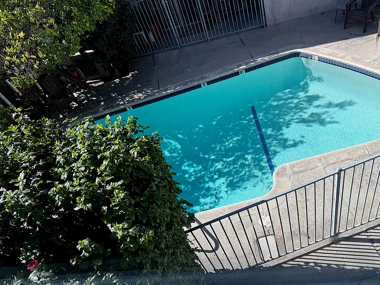 Pool view from Dining Room & Bedroom.