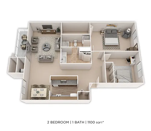 Floor plan Two Bedroom-1,100 sqft