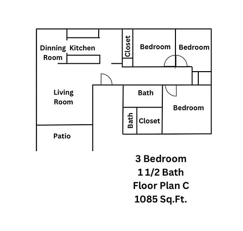 Floor plan Three-Bedroom