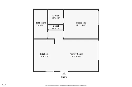 Floor plan 1 Bedroom 1 Bath