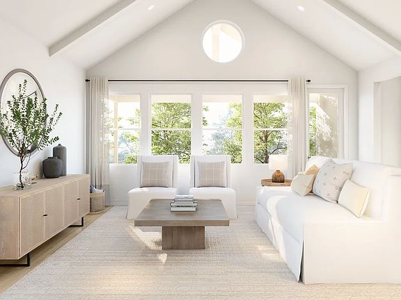 Great room with vaulted ceiling