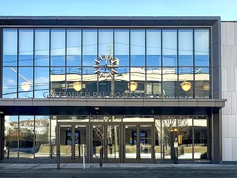 The newly designed Greenwich Crossings Railroad station in the heart of downtown Greenwich.