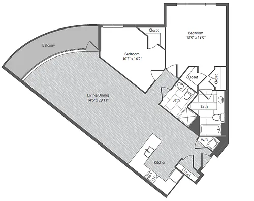 Floor plan 2 Bed 2 Bath - B9