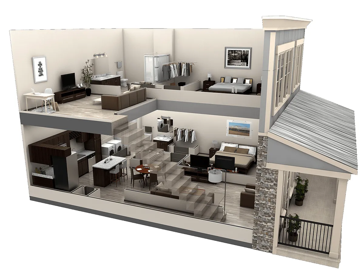 Floor plan 2 BR Designer Loft