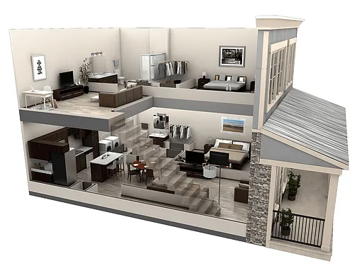 Floor plan 2 BR Designer Loft
