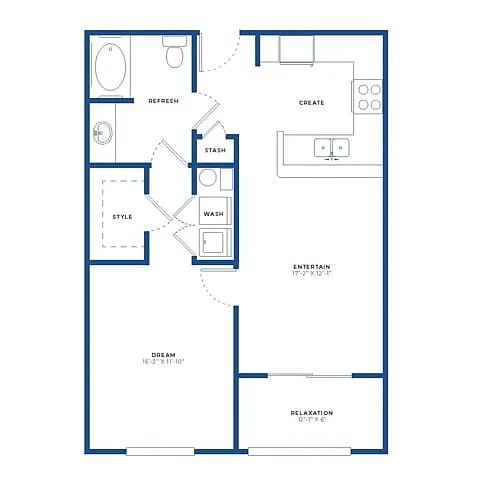 Floor plan 1X1 W/ Sunroom
