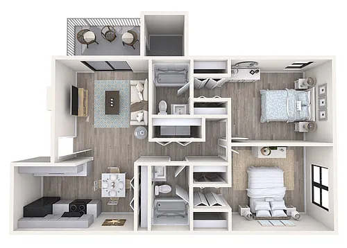 Floor plan 2 Bed/2 Bath Classic