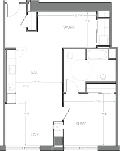 Floor plan 1 Bedroom P with Den