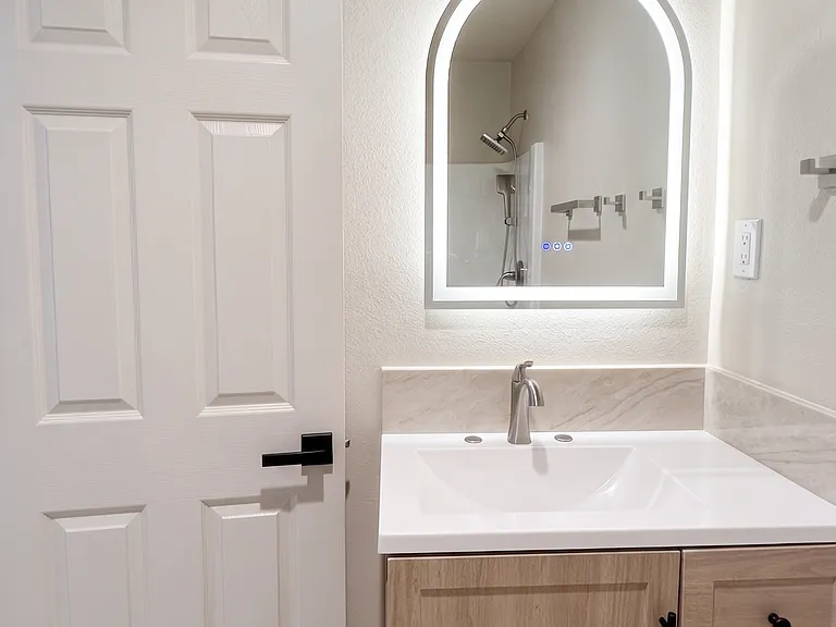 lighted bathroom mirror