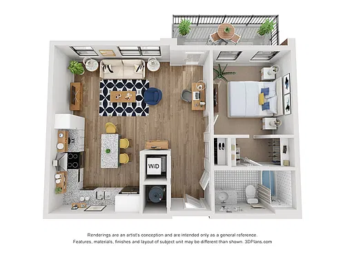 Floor plan 1 Bedroom, 1 Bathroom