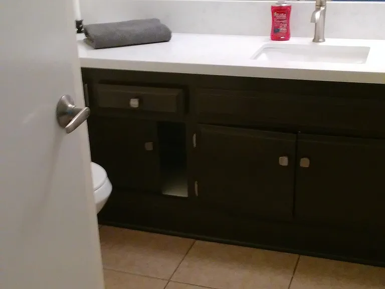 Master bathroom with shower.