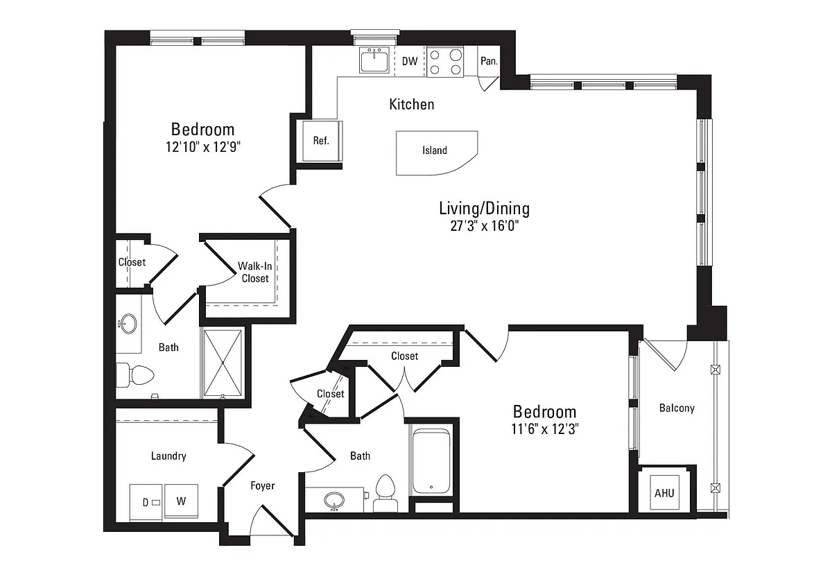 Floor plan 2 Bed 2 Bath C