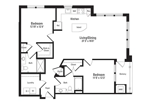 Floor plan 2 Bed 2 Bath C