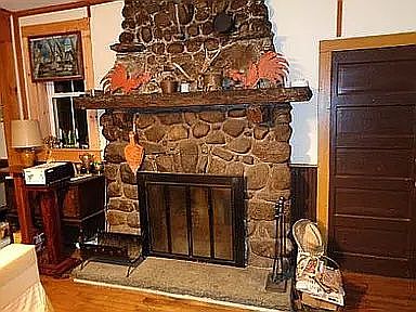 fireplace in dining room