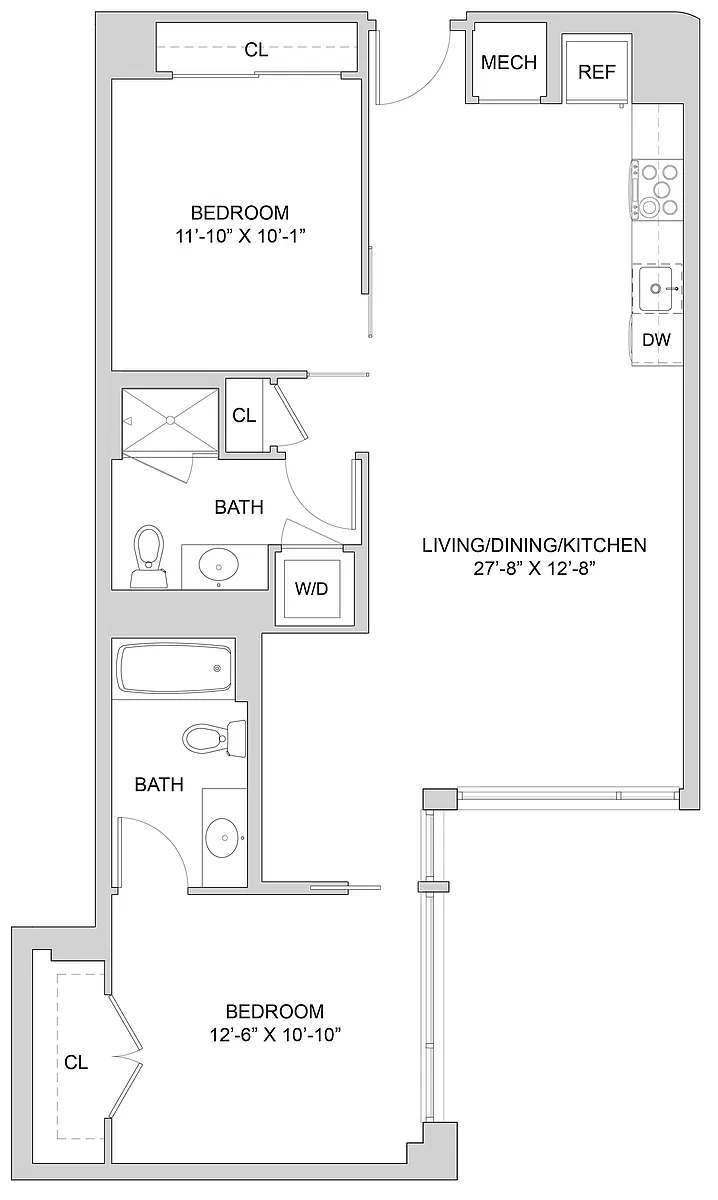 Floor plan 2 Bed_2 Bath-A1_2BR_SF