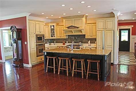 This kitchen is spacious and useful.  A pot-filler is above the gas cook-top.