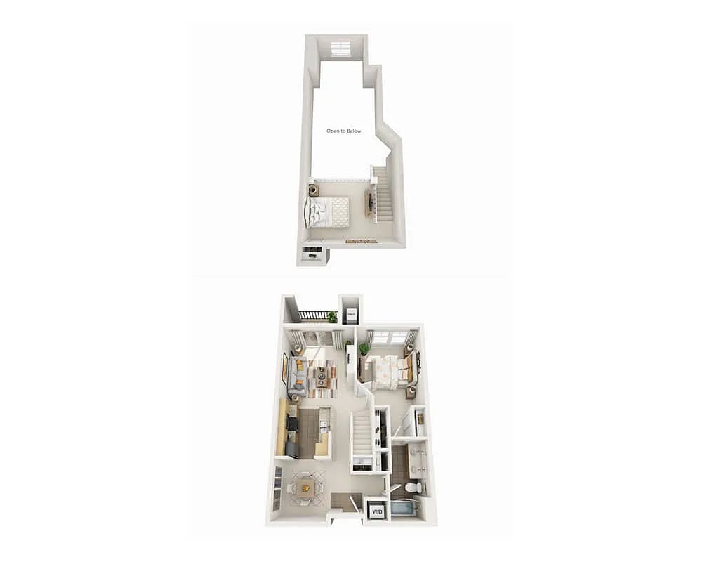 Floor plan One Bedroom with Loft A1LDL