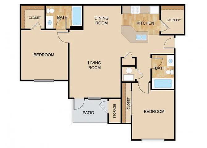 Floor plan 2 Bedroom - Fontenelle