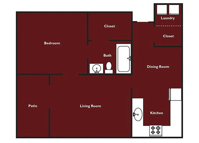 Floor plan One Bedroom One Bathroom 60%