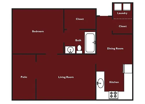 Floor plan One Bedroom One Bathroom 50%