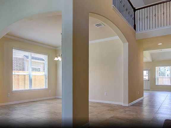 The walls are now sherwin williams alabaster white throughout the home. (View from the front door.)