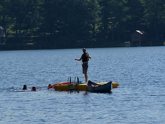 Swimming from swim dock in lake