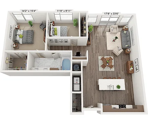 Floor plan Two Bedroom B1A