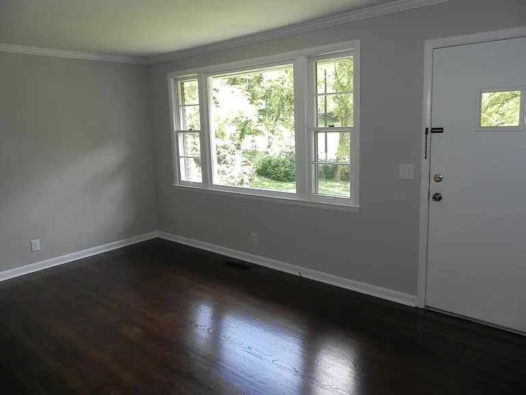 living room with picture window over the view