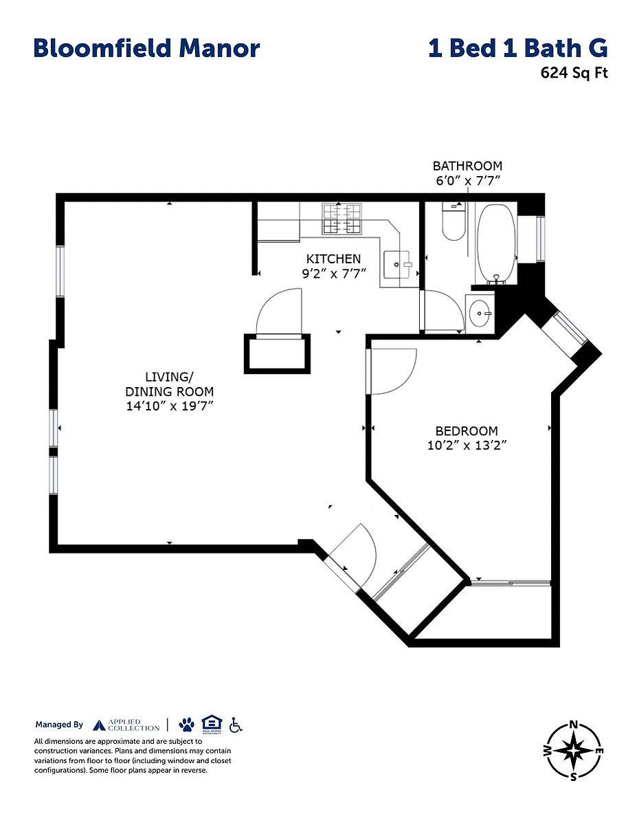 Floor plan 1 Bed 1 Bath G