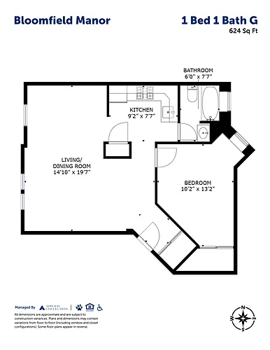 Floor plan 1 Bed 1 Bath G