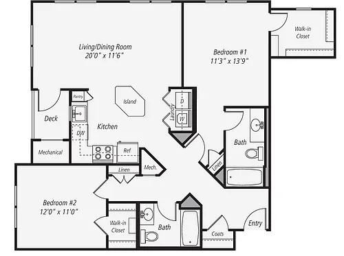 Floor plan B5 2 Bed 2 Bath