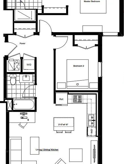 Luxe on Chicago - 9 - 2x2 - 2 Beds - 2 Baths - 1169 Sq. ft.