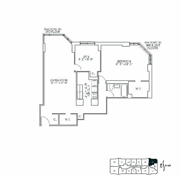 Floor plan WATERSIDE SQUARE NORTH - Converted 2 Bedroom One B