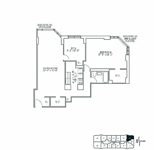 Floor plan WATERSIDE SQUARE NORTH - Converted 2 Bedroom One B