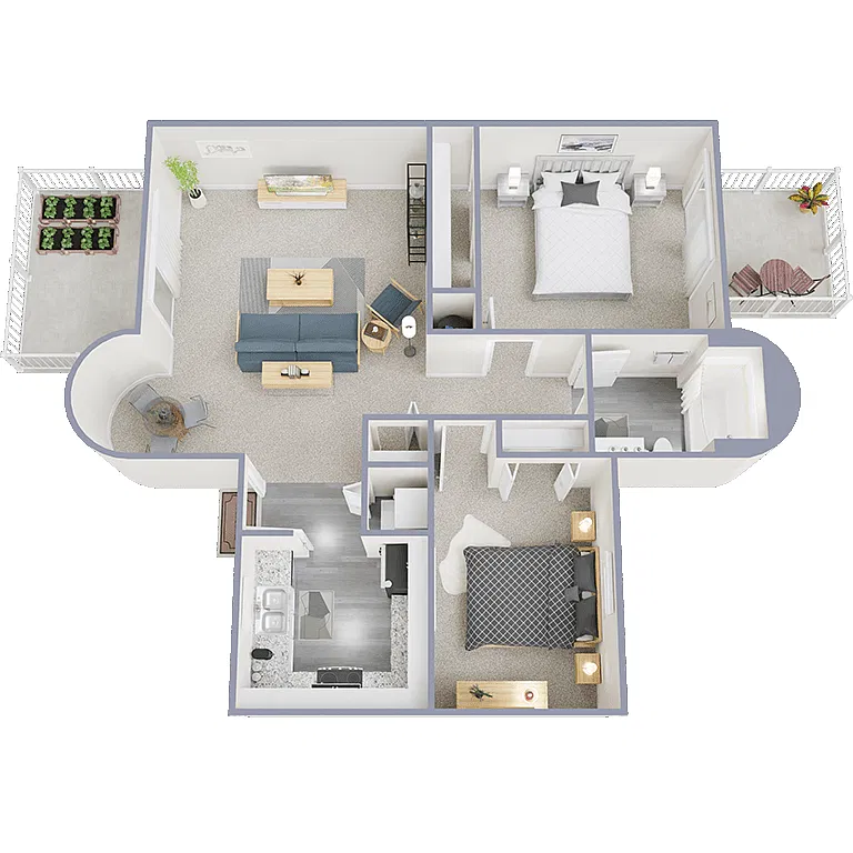 Floor plan 2 Bedroom 1 Bath