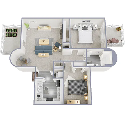 Floor plan 2 Bedroom 1 Bath