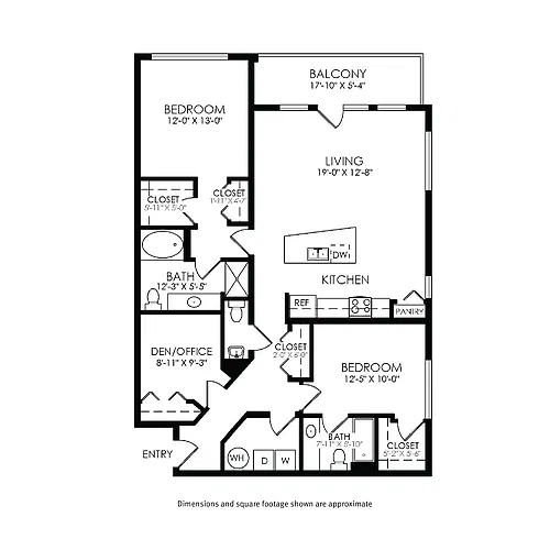 Floor plan Penthouse 2 Bedroom + Den / 2.5 Bath