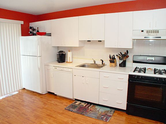 Kitchen with laminated flooring