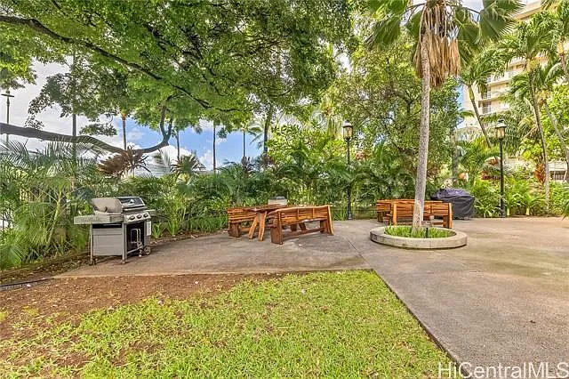 BBQ with table & benches made from property trees