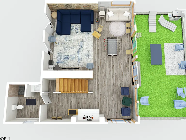 Level 1 - Recreation Room - walk out to patio.