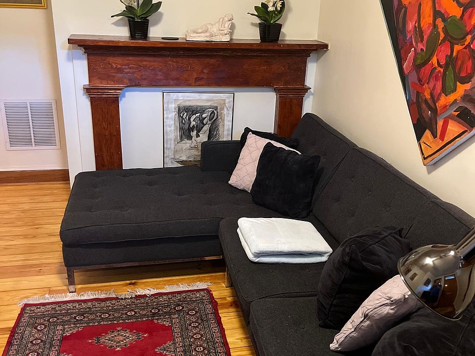 Living room and mantel.