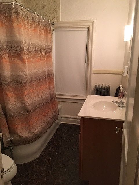 Bathroom with new vanity and floors