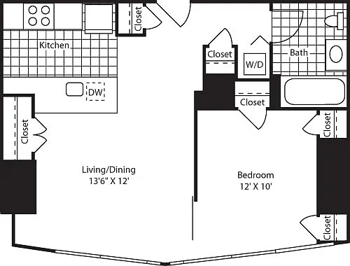 Floor plan One Bed CAKit FL 28-46 607