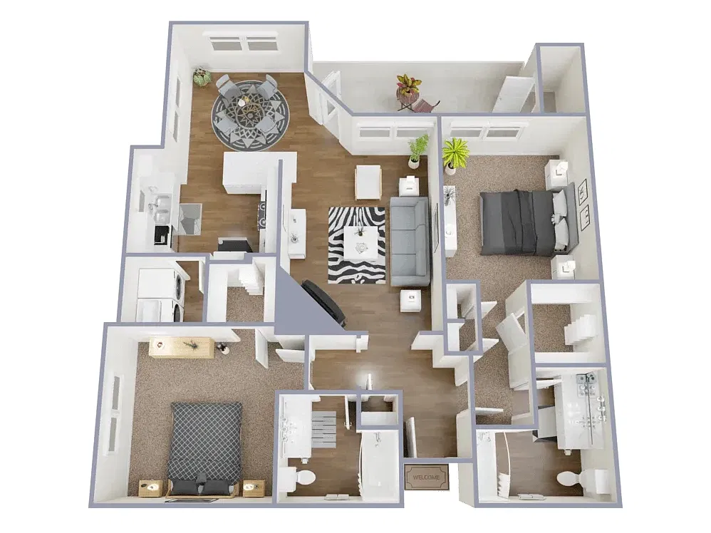 Floor plan 2 Bed, 2 Bath C